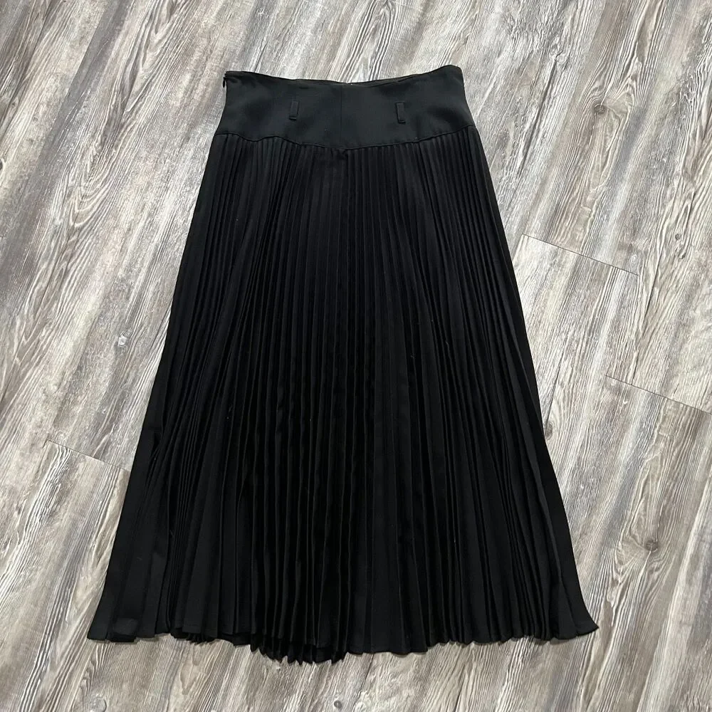 Escada Margaretha Ley Black Pleated Midi Skirt 40